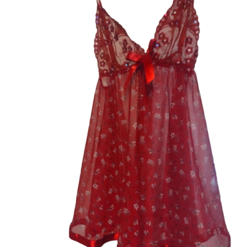 Autumn colored sparkling baby doll nightie small